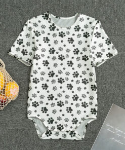 Grey Animal Paw Pattern Print Men's Bodysuit