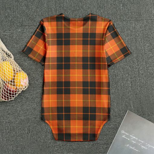 Orange Black And Yellow Tartan Print Men's Bodysuit