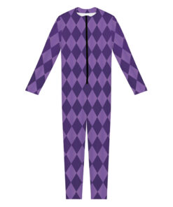 Purple Harlequin Pattern Print Women's Jumpsuit