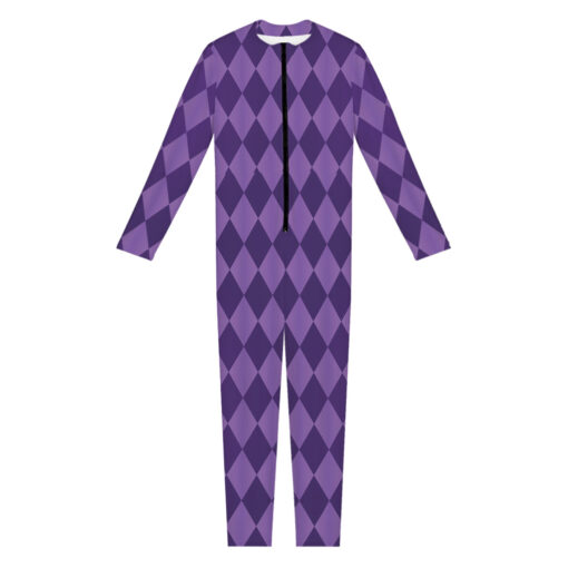 Purple Harlequin Pattern Print Women's Jumpsuit