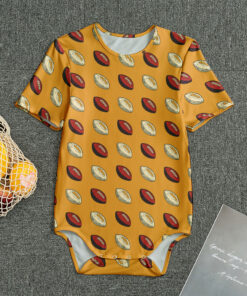 Retro American Football Ball Print Men's Bodysuit