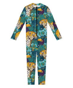 Tiger And Toucan Pattern Print Women's Jumpsuit