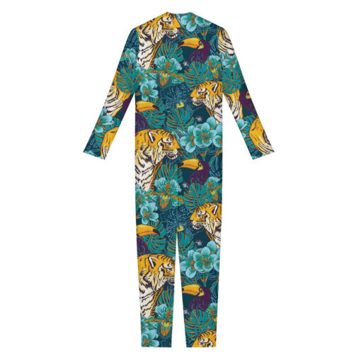 Tiger And Toucan Pattern Print Women's Jumpsuit