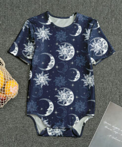 White And Blue Celestial Pattern Print Men's Bodysuit