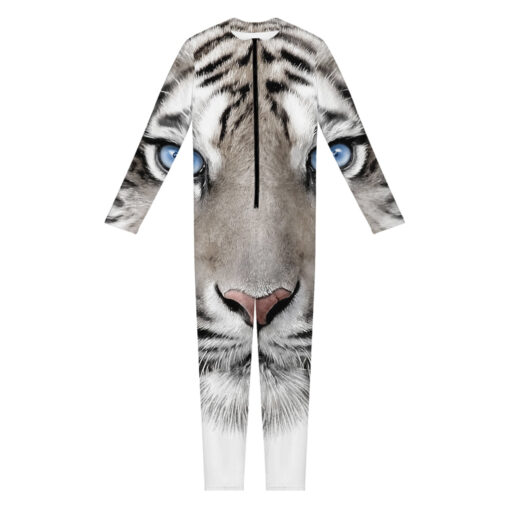 White Tiger Portrait Print Women's Jumpsuit